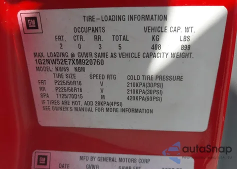 1999 Pontiac Grand Am Gt1 z USA, uszkodzony, nr VIN 1G2NW52E7XM920760